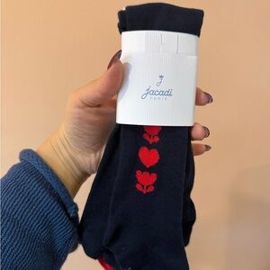 Jacadi Paris Kid’s Navy Tights with Red Accents